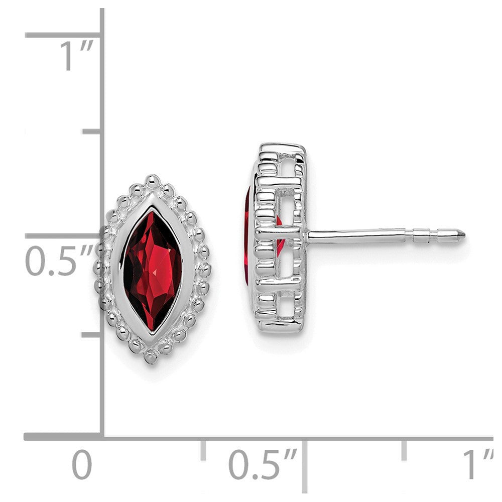 14k White Gold Marquise Garnet Stud Earrings