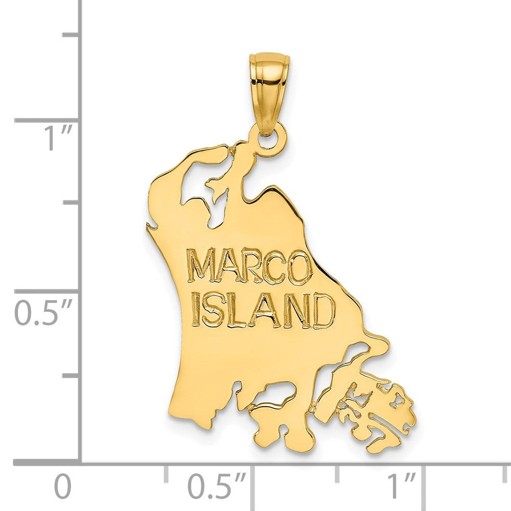 14k Yellow Gold Cut Out MARCO ISLAND Charm Pendant