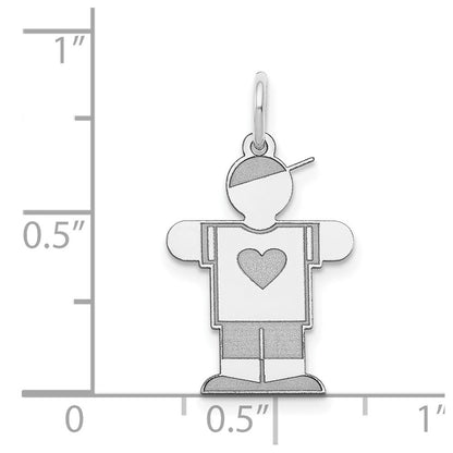 14k White Gold Kid Charm Pendant