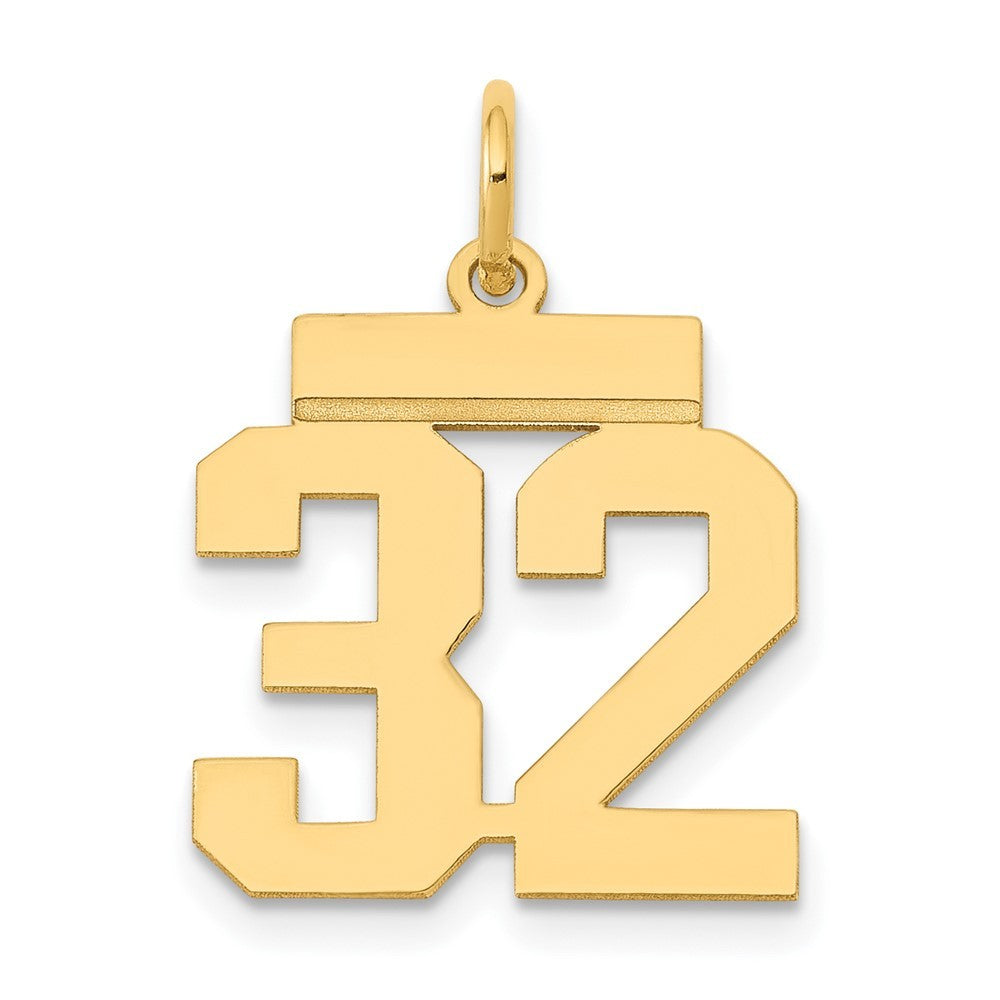 14k Yellow Gold Small Polished Number 32 Charm Pendant