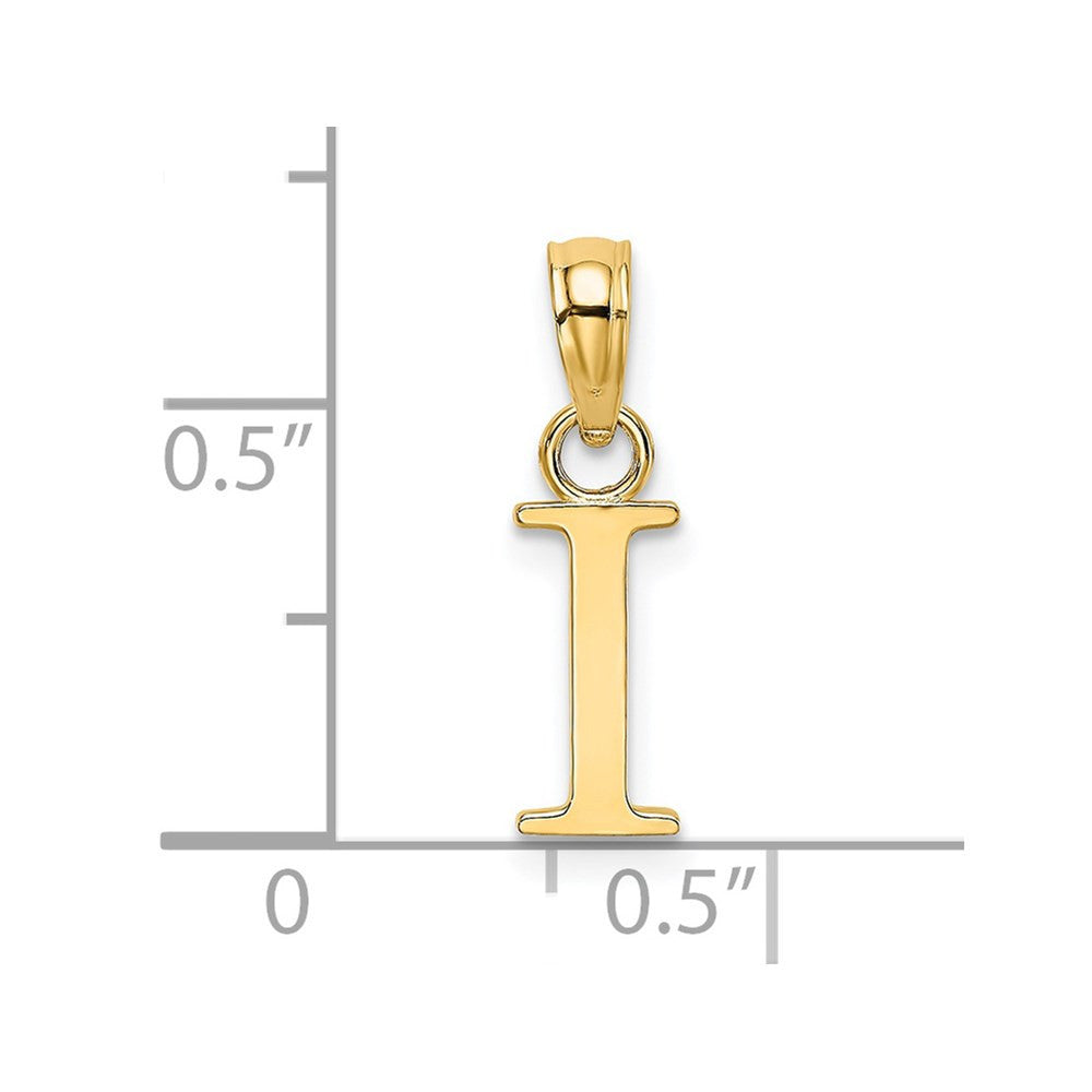 14k Yellow Gold Polished Block Letter I Initial Pendant