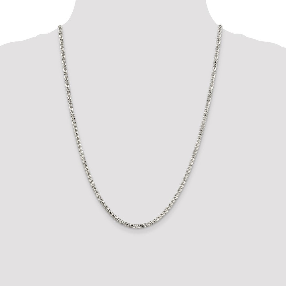 Sterling Silver 3.6mm Round Box Chain Necklace 24"