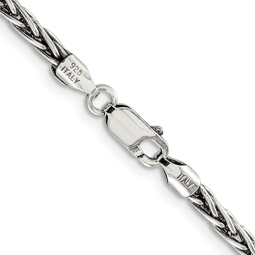 Sterling Silver Antiqued 3.25mm Solid Square Spiga Chain Necklace 26"