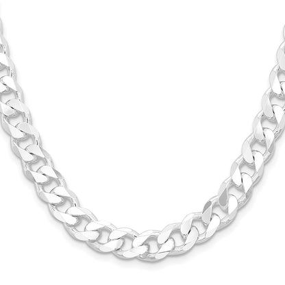 Sterling Silver Rhodium-plated 9.3mm Curb Chain Necklace 20"