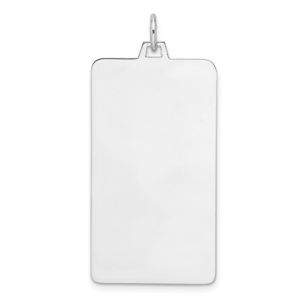Sterling Silver Rhod-plate Rect. Polish Front Satin Back Disc Charm Pendant