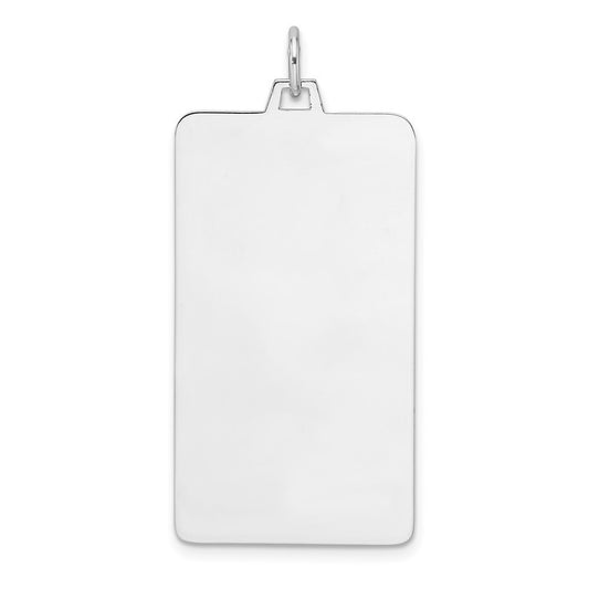 Sterling Silver Rhod-plate Rect. Polish Front Satin Back Disc Charm Pendant