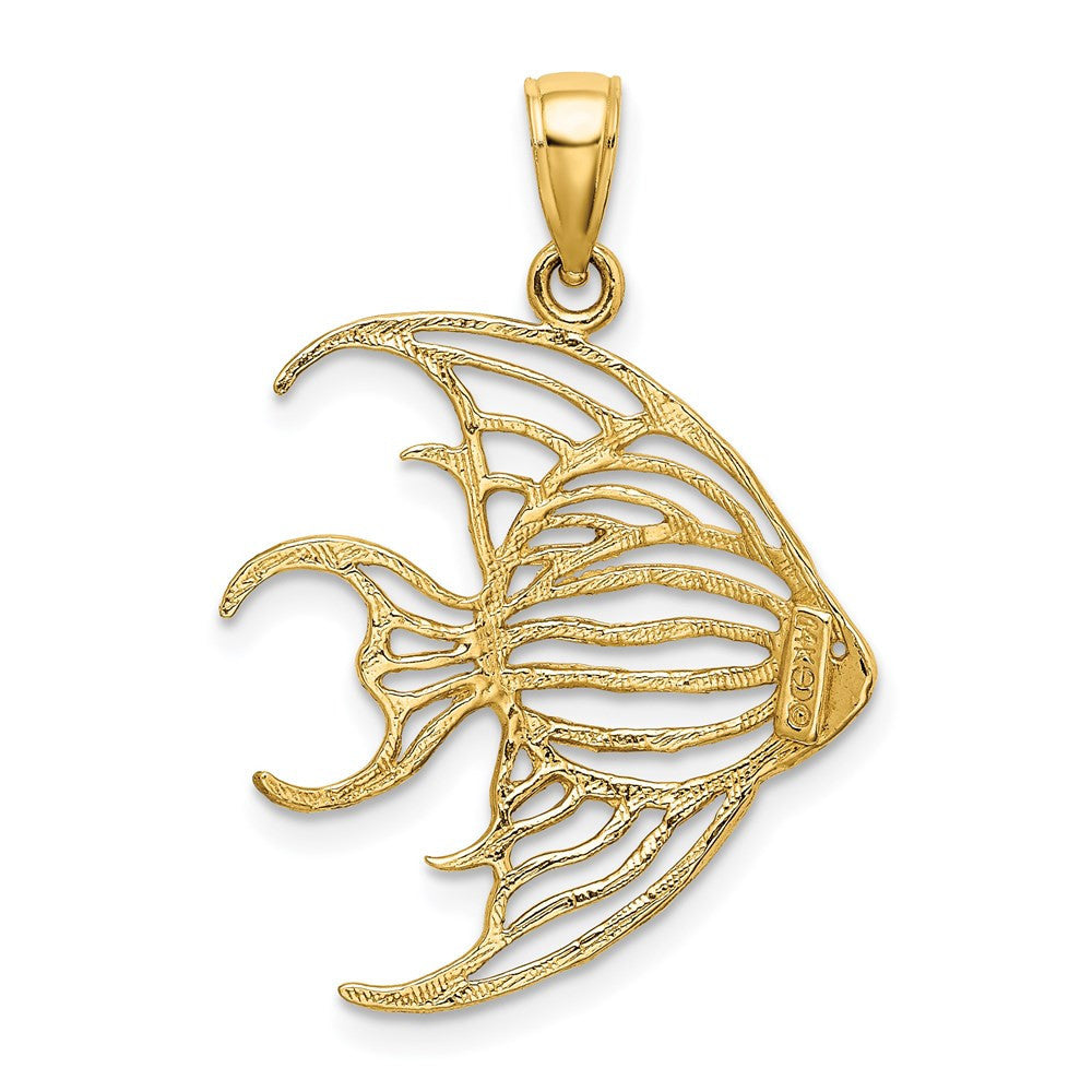 14k Yellow Gold Cut-Out Angelfish Charm Pendant