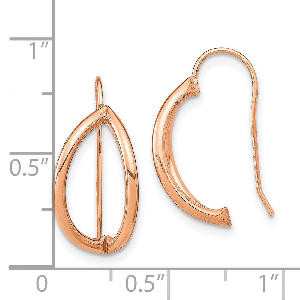 14k Rose Gold Half Circle Wire French Wire Drop & Dangle Earrings