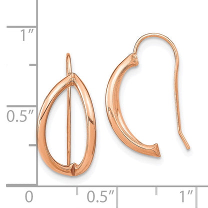 14k Rose Gold Half Circle Wire French Wire Drop & Dangle Earrings