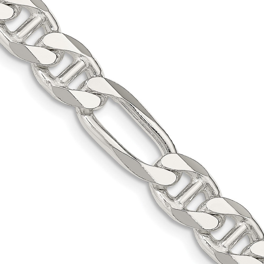 Sterling Silver 8.25mm Figaro Anchor Chain Necklace 18"
