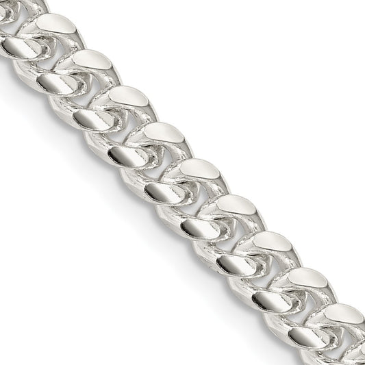 Sterling Silver 5mm Domed w/ Side Diamond-Cut Curb Chain Necklace 24"