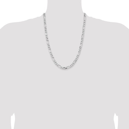 Sterling Silver Rhodium-plated 6.5mm Figaro Chain Necklace 24"