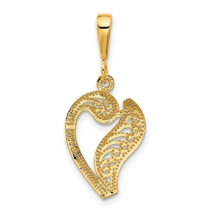14k Yellow Gold Polished Script Filigree Letter V Initial Pendant