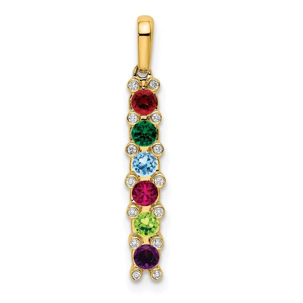 14k Yellow Gold Family Jewelry Diamond Semi-Set Pendant