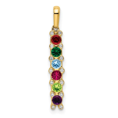 14k Yellow Gold Family Jewelry Diamond Semi-Set Pendant