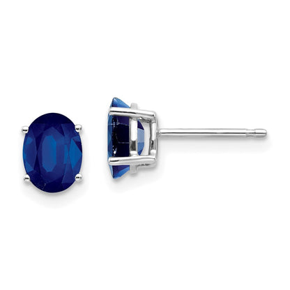 14k White Gold Sapphire Stud Earrings