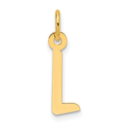14k Yellow Gold Slanted Block Letter L Initial Charm Pendant