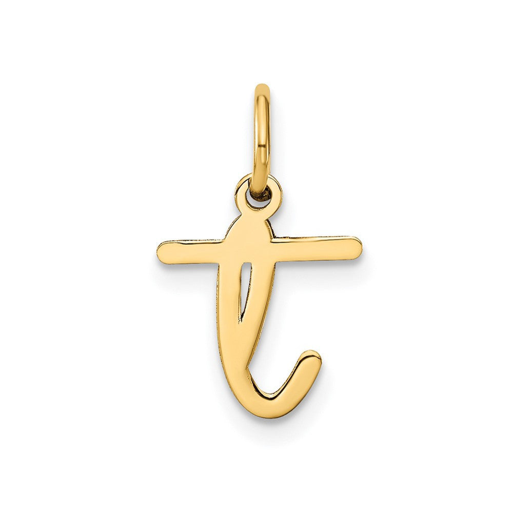 14k Yellow Gold Lower case Letter T Initial Charm Pendant