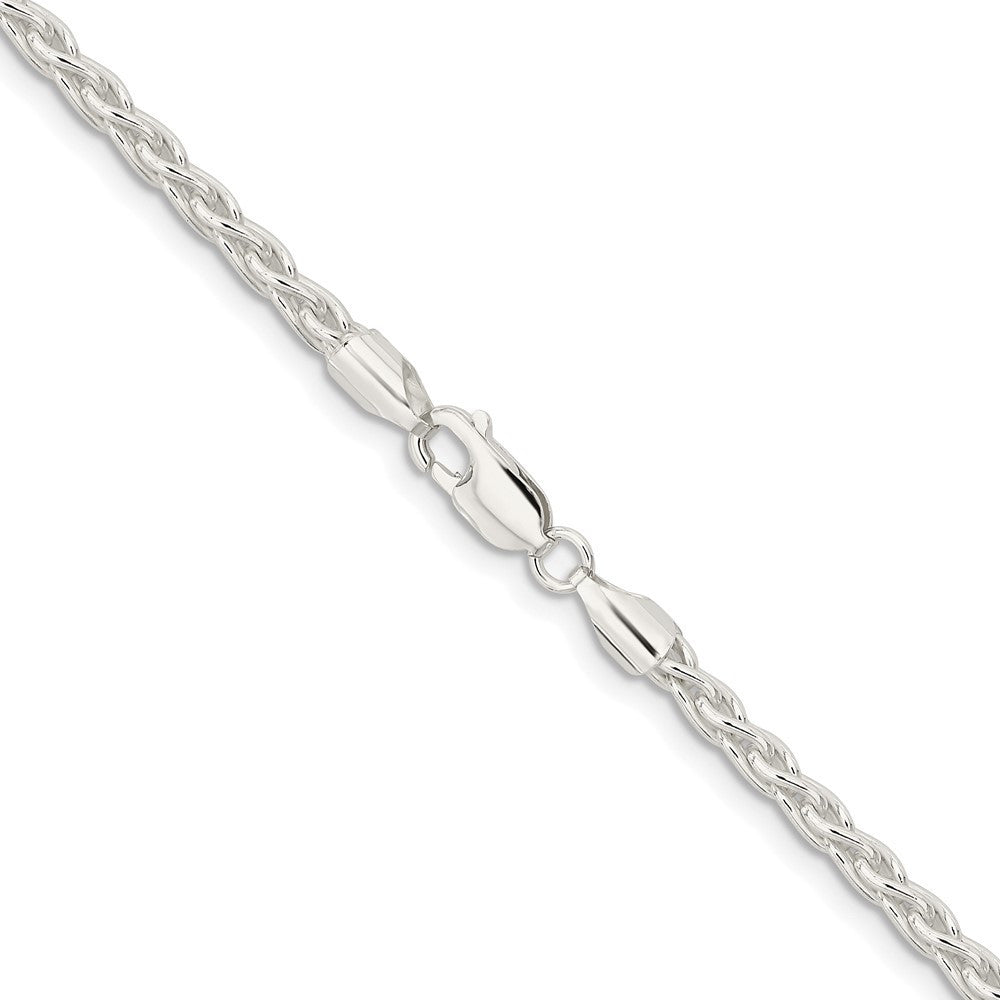 Sterling Silver Rhodium-plated 3.7mm Round Spiga Chain Necklace 28"