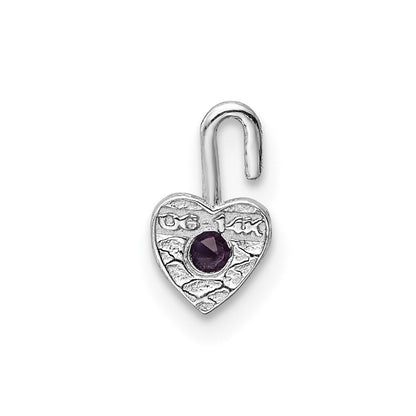 14k White Gold June Synthetic Birthstone Heart Charm Pendant