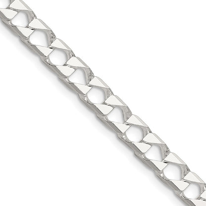 Sterling Silver 5.75mm Diamond-Cut Square Curb Chain Necklace 24"