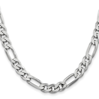Sterling Silver Rhodium-plated 7.75mm Figaro Chain Necklace 26"