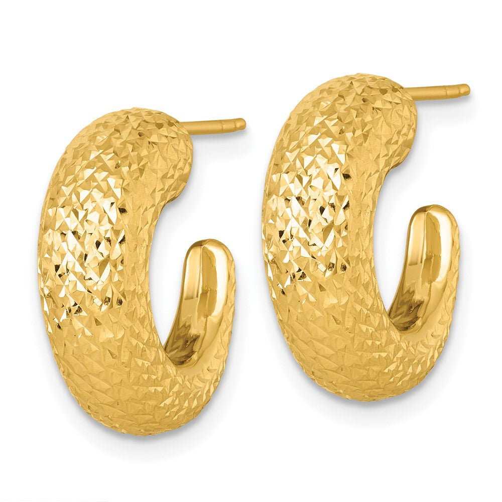 14k Yellow Gold Polished Diamond-cut Hollow C-Hoop Earrings
