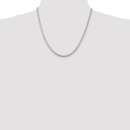 Sterling Silver Rhodium-plated 3mm Box Chain Necklace 20"