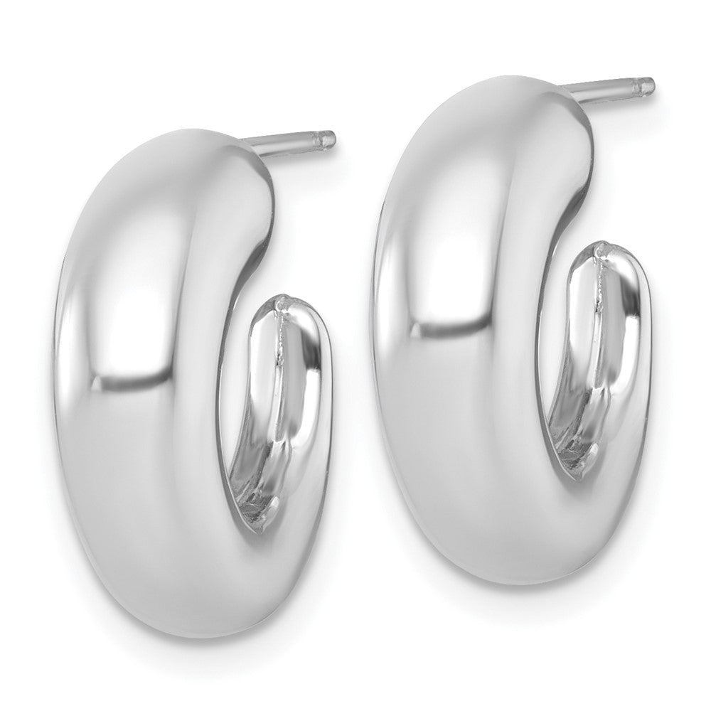 14k White Gold Polished Tapered Hollow C-Hoop Earrings