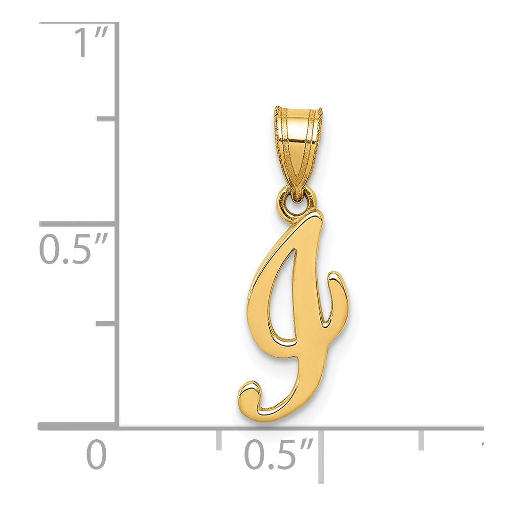 14k Yellow Gold Script Letter I Initial Pendant