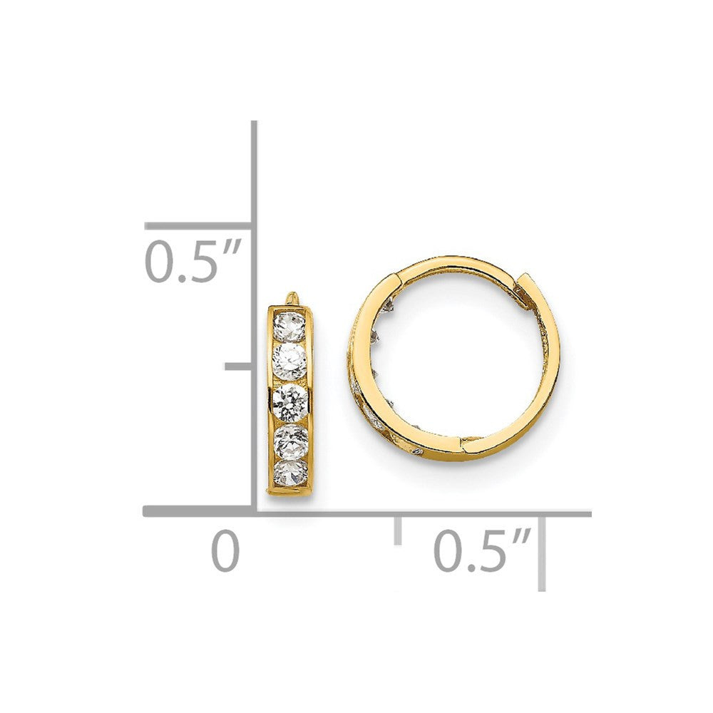 14k Yellow Gold CZ Children's Hinged Hoop Earrings