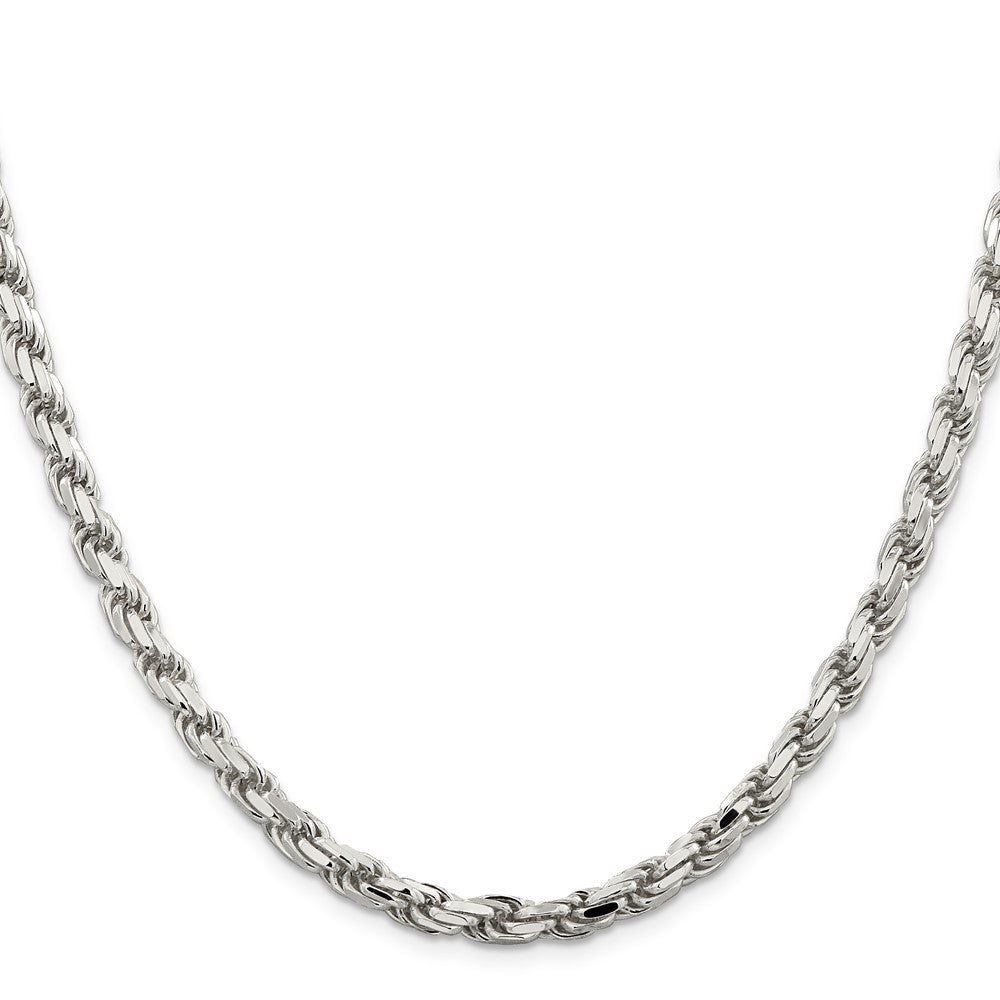 Sterling Silver 5.75mm Diamond-cut Rope Chain Necklace 36"