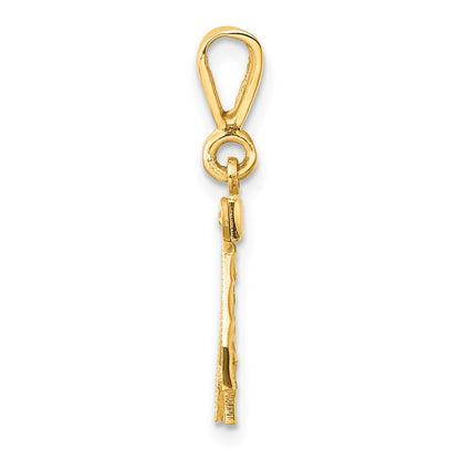 14k Yellow Gold Small Brushed Diamond-cut Number 42 Charm Pendant