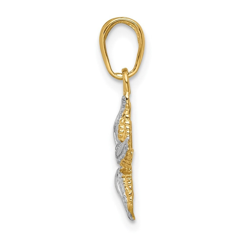 14k Yellow Gold with White Rhodium Starfish Pendant