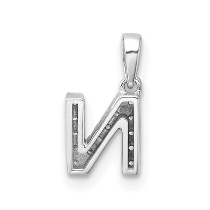 14k White Gold Diamond Letter N Initial with Bail Pendant