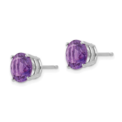 14k White Gold 8mm Amethyst Stud Earrings