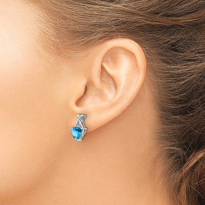 14k White Gold Blue Topaz and White Topaz Trillion Drop & Dangle Earrings