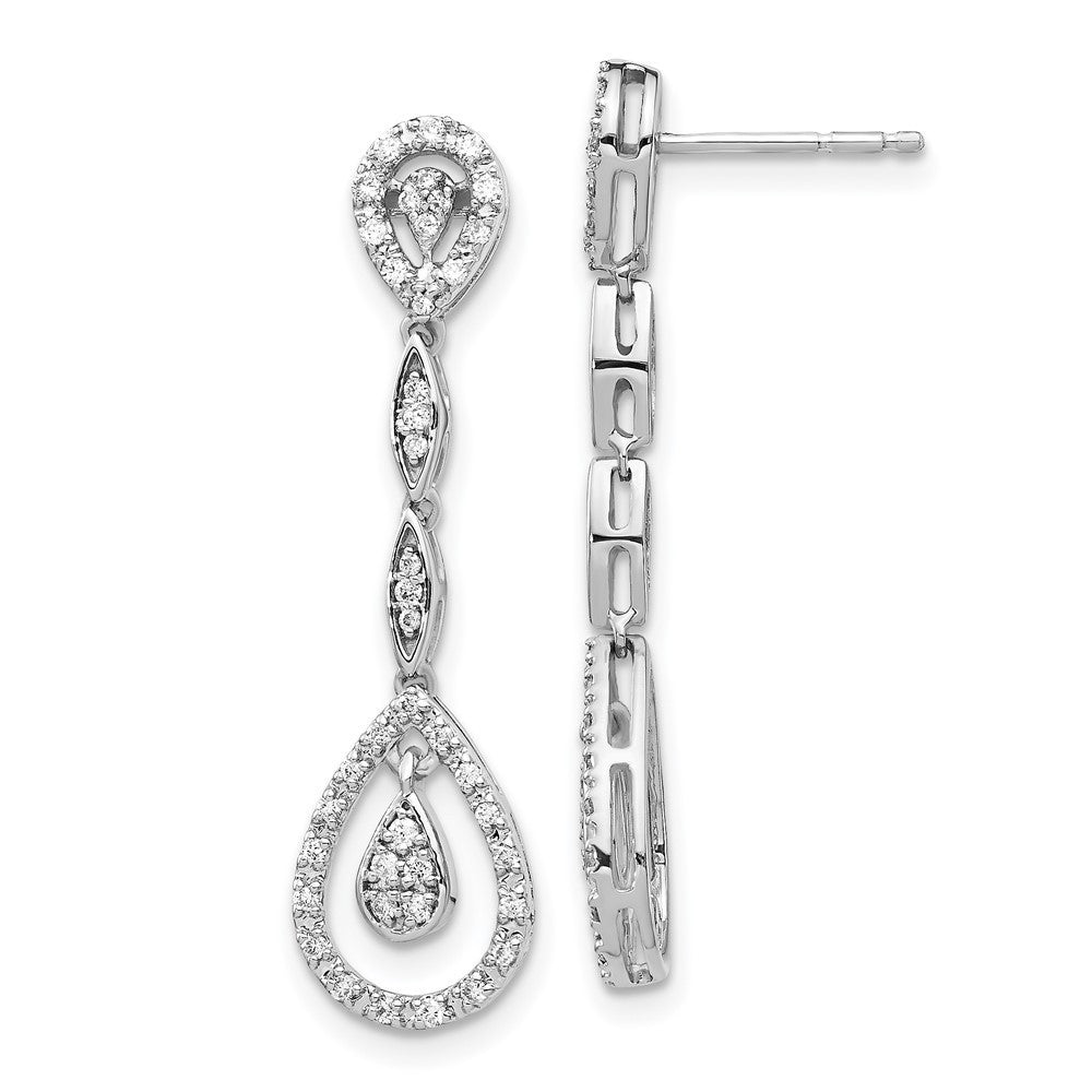 14k White Gold Teardrop Diamond Dangle Earrings