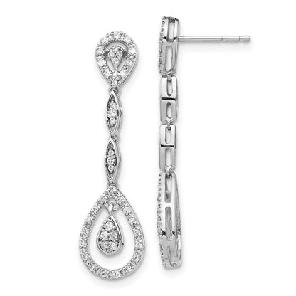 14k White Gold Teardrop Diamond Dangle Earrings
