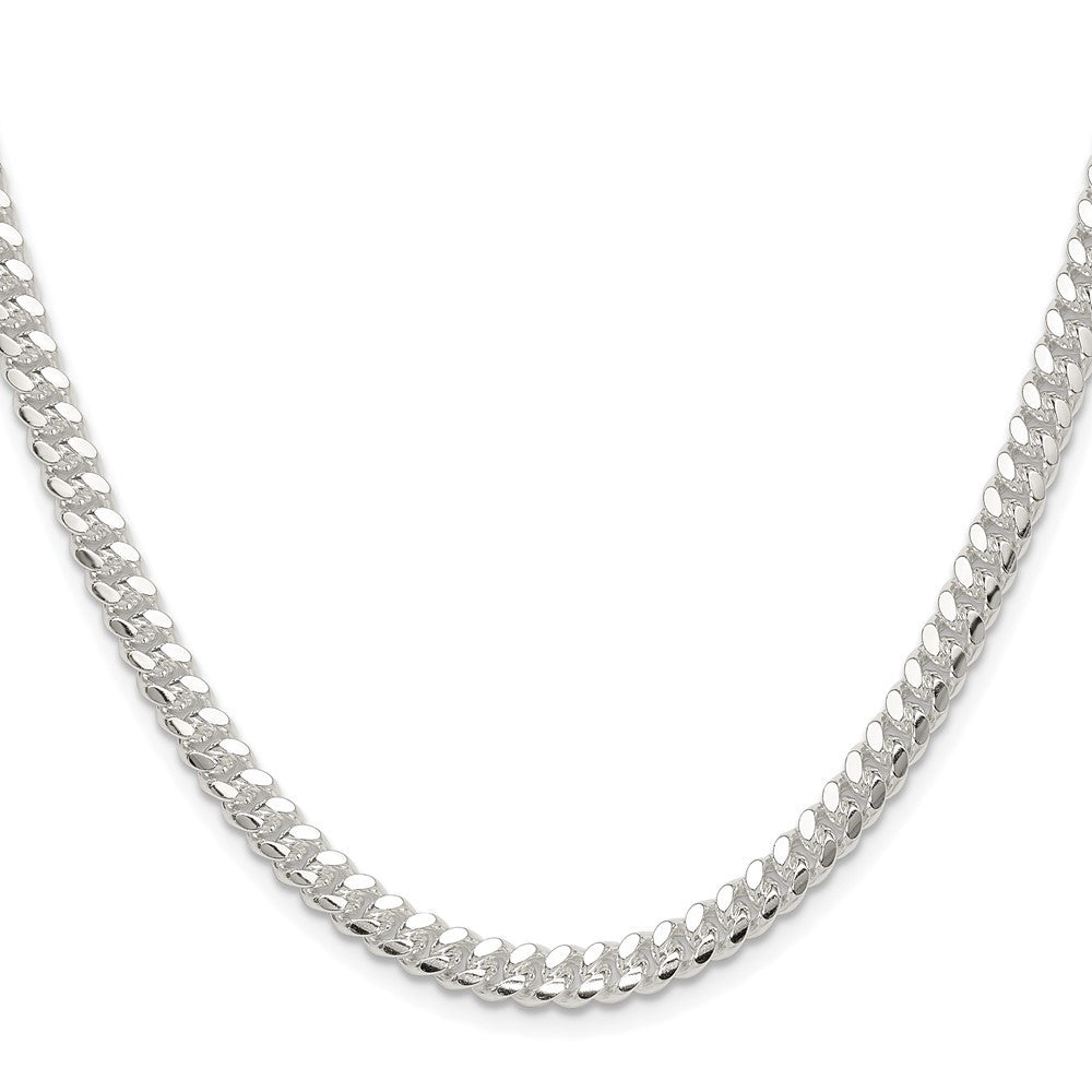 Sterling Silver Rhodium-plated Polished 5.7mm Domed Curb Chain Necklace 26"