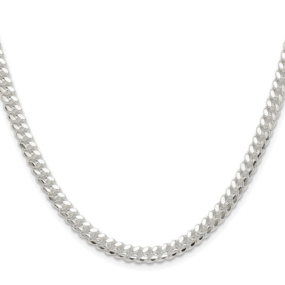 Sterling Silver Rhodium-plated Polished 5.7mm Domed Curb Chain Necklace 26"