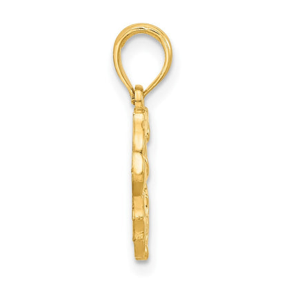 14k Yellow Gold Polished Candle with Holly Circle Pendant