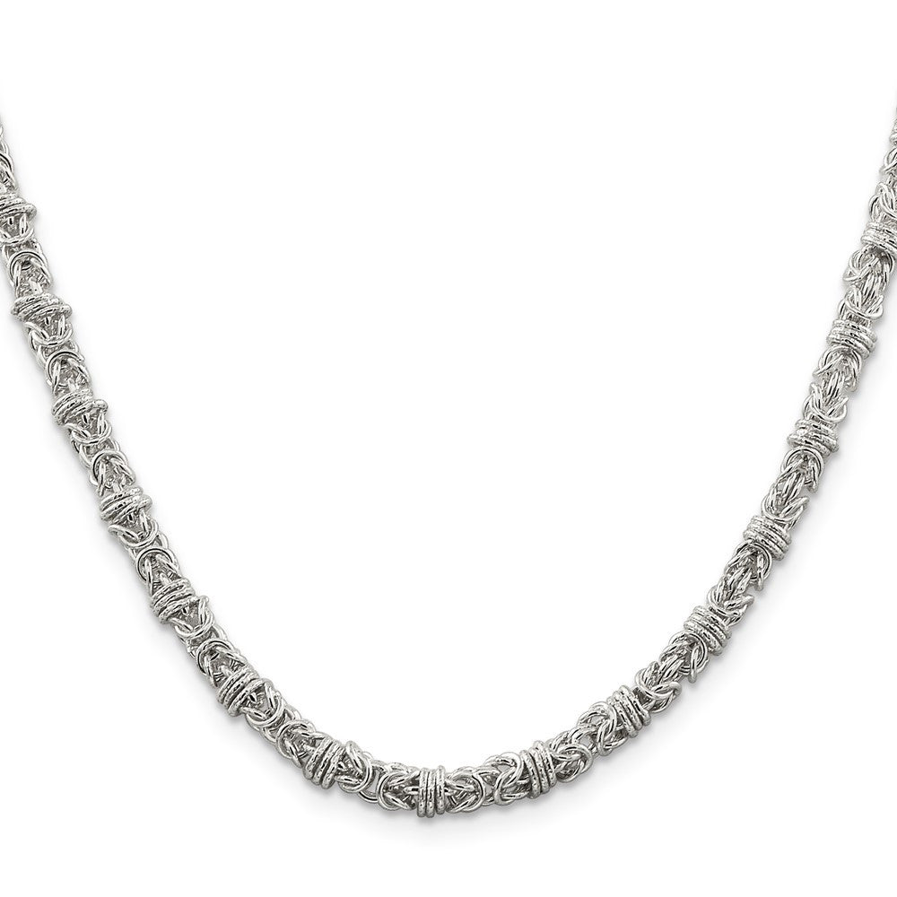 Sterling Silver 4mm Fancy Byzantine Chain Necklace 20"