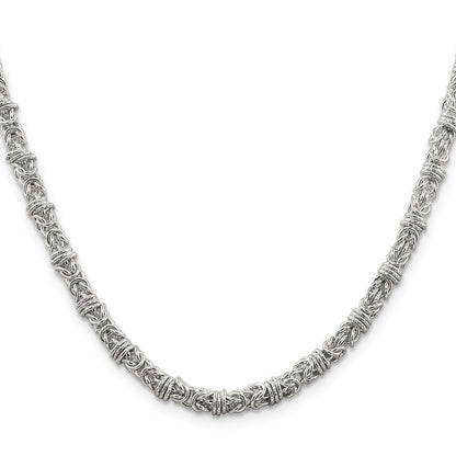 Sterling Silver 4mm Fancy Byzantine Chain Necklace 20"