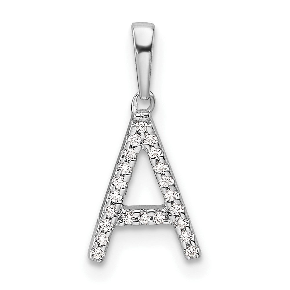 14k White Gold Diamond Letter A Initial Pendant
