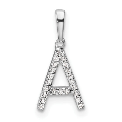14k White Gold Diamond Letter A Initial Pendant