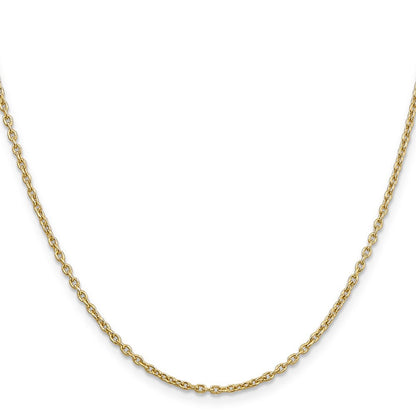 14k Yellow Gold 2mm Round Open Link Cable Chain Necklace 18"