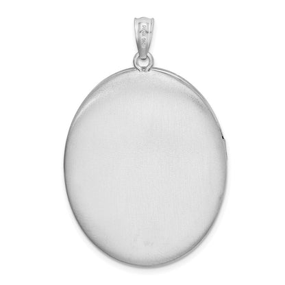 Sterling Silver Rhodium-plated Butterflies 34mm Oval Locket Pendant