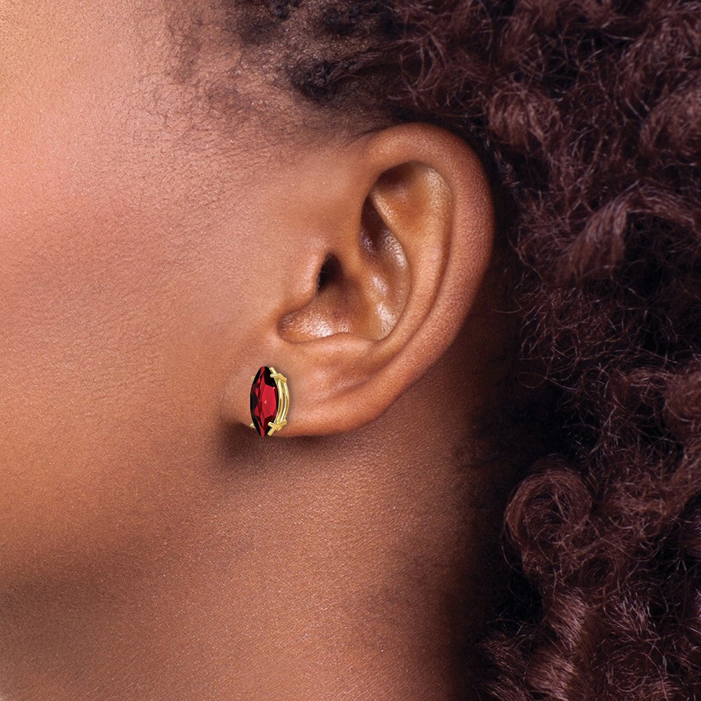 14k Yellow Gold Garnet Marquise Earring