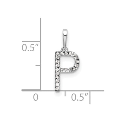 14k White Gold Diamond Letter P Initial Pendant